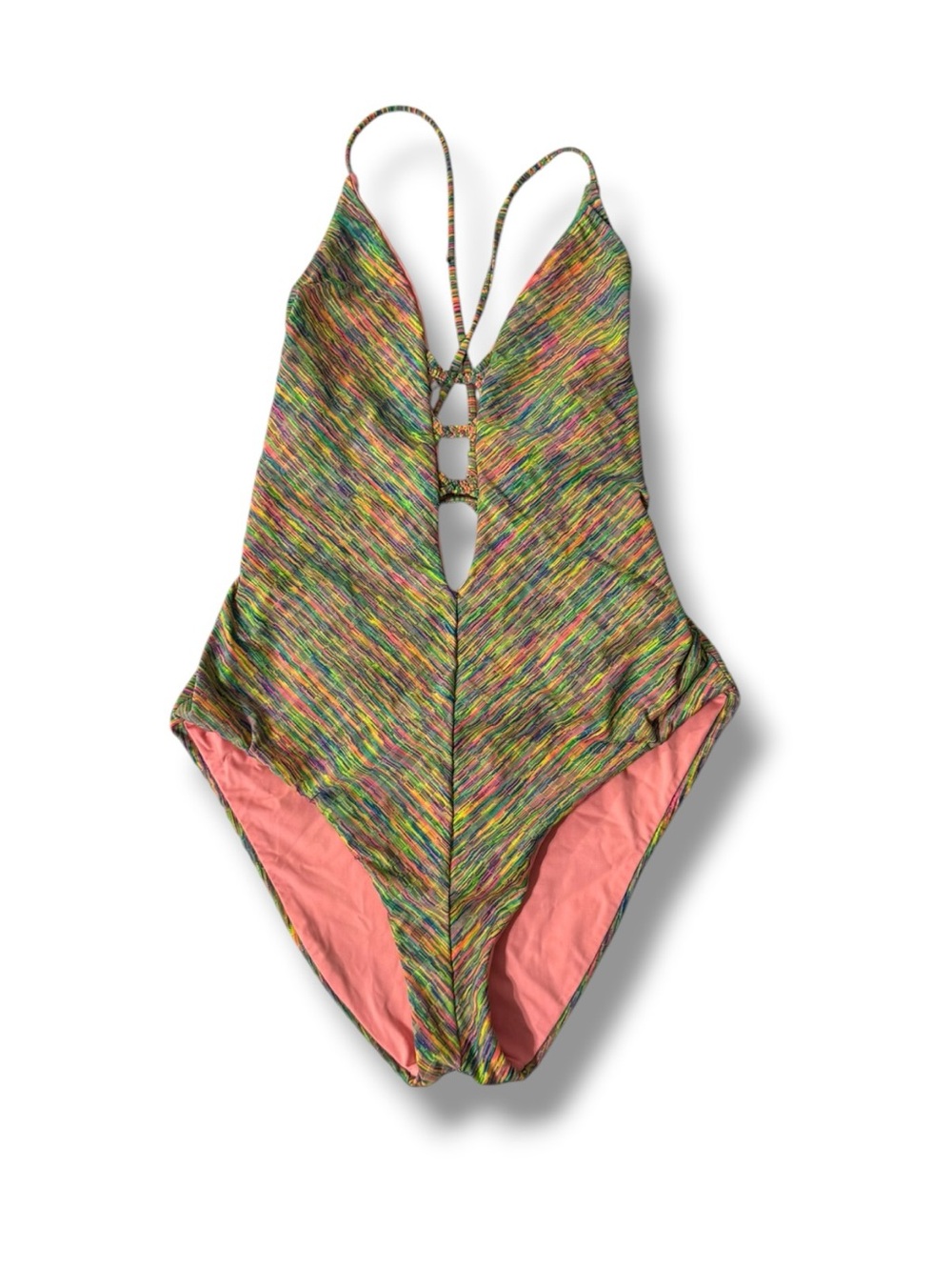 Isabella Rose Prismatic Plunge One Piece Swimsuit Size L Cutout Resort Swim